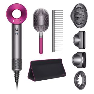 Фен Dyson Supersonic HD03 с 4 насадками + дорожный чехол и расчески (фуксия)