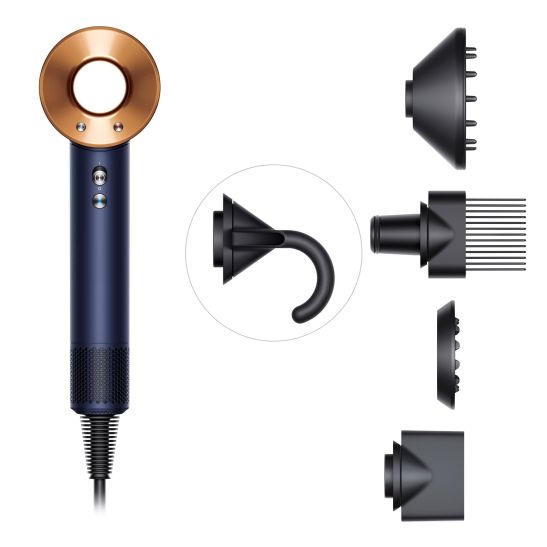 Фен Dyson Supersonic HD07 синий медный с 5 насадками и дорожным чехлом