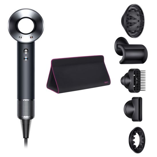Фен Dyson Supersonic HD07 с 5 насадками + дорожный чехол (черный/серебристый)