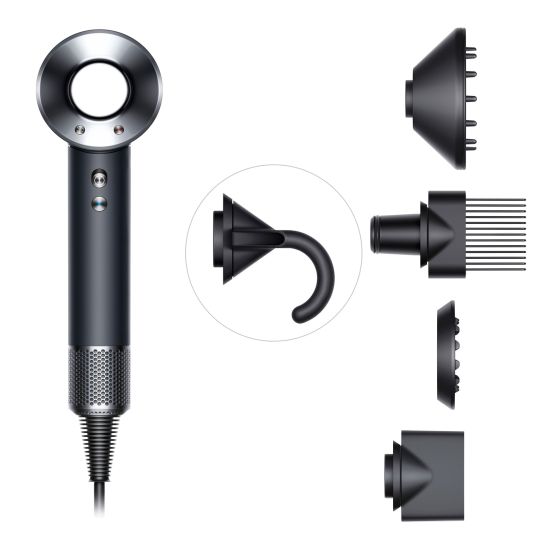 Фен Dyson Supersonic HD07 с 5 насадками + дорожный чехол (черный/серебристый)