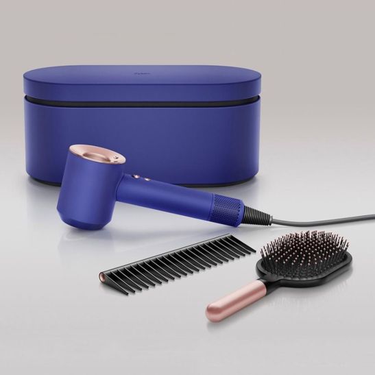 Фен Dyson Supersonic HD07 с 5 насадками + набор расчесок + дорожный чехол (Vinca blue и Rosé)